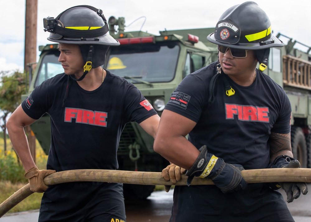 Hawaii Army National Guard firefighters conduct joint emergency response training on Maui
