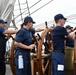 Coast Guard Cutter Eagle crew members conduct man-overboard drills