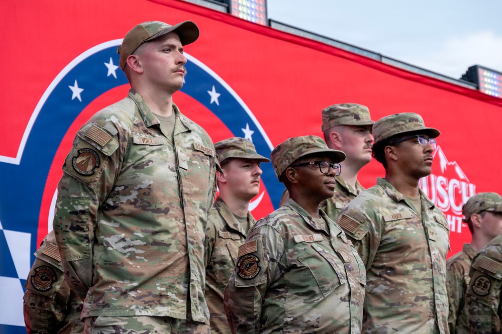 U.S. service members participate in NASCAR's Coca-Cola 600 military appreciation show