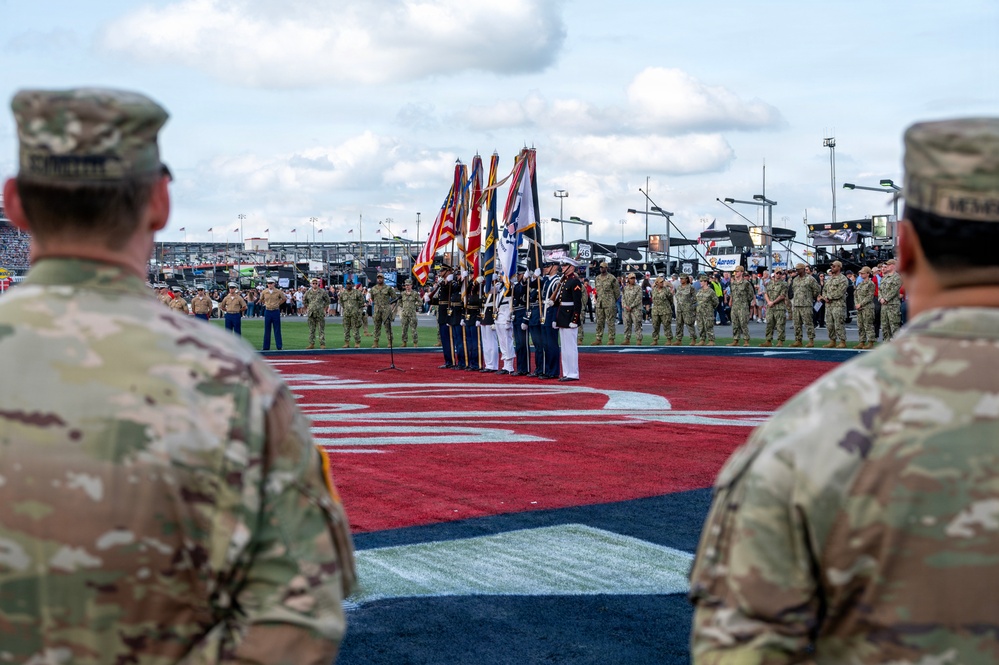 U.S. service members participate in NASCAR's Coca-Cola 600 military appreciation show
