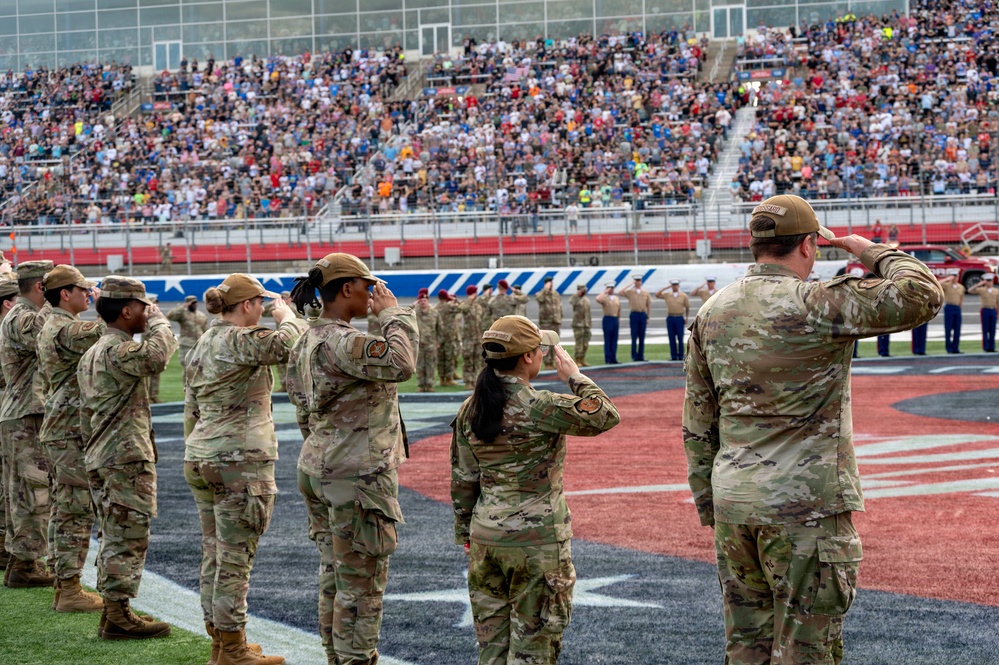 U.S. service members participate in NASCAR's Coca-Cola 600 military appreciation show
