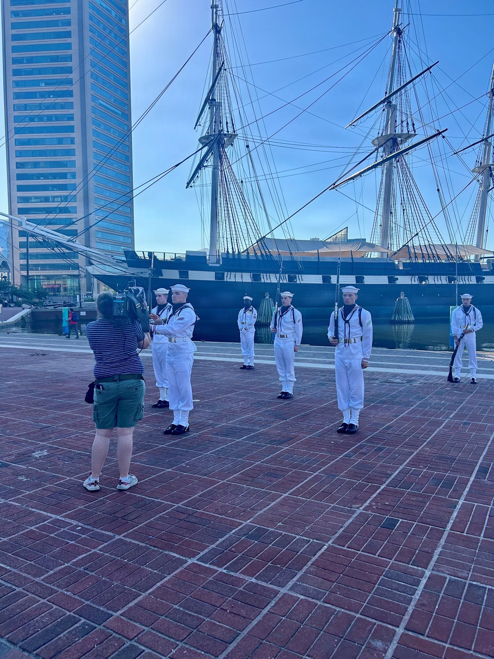 U.S. Navy Ceremonial Guard Drill Team Performs for WBAL-TV at Baltimore Inner Harbor