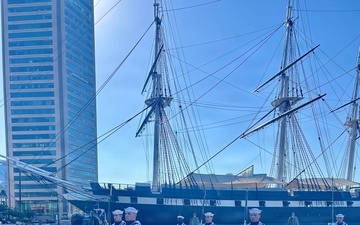 U.S. Navy Ceremonial Guard Drill Team Performs for WBAL-TV at Baltimore Inner Harbor