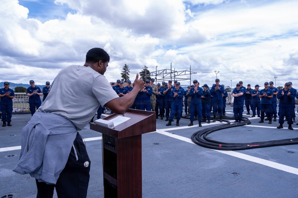 Golden State Warriors representative tours USCGC Bertholf