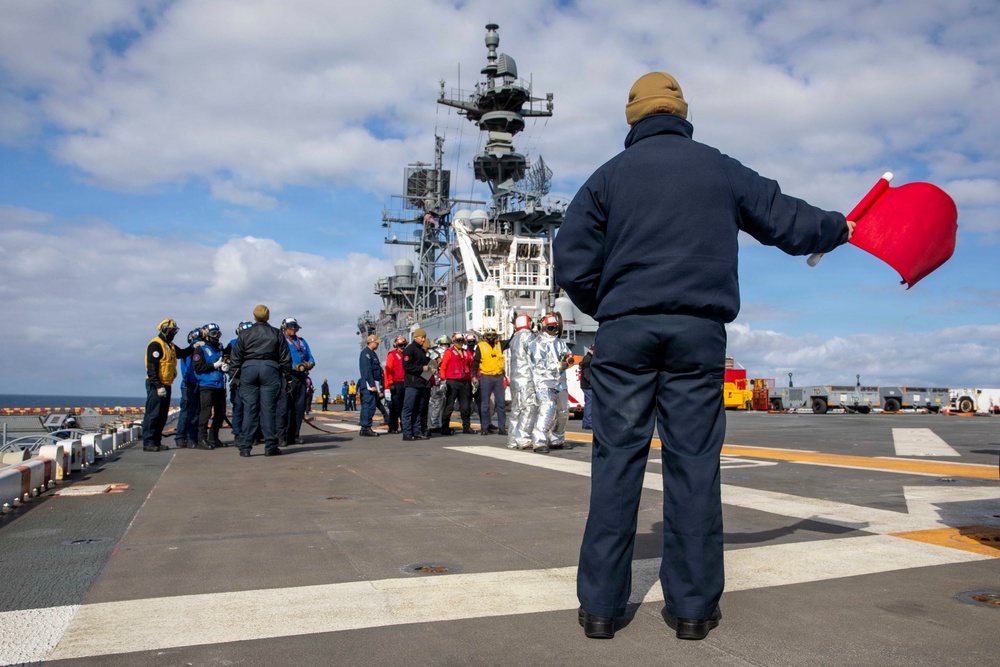 USS Makin Island Flight Deck Fire Drill