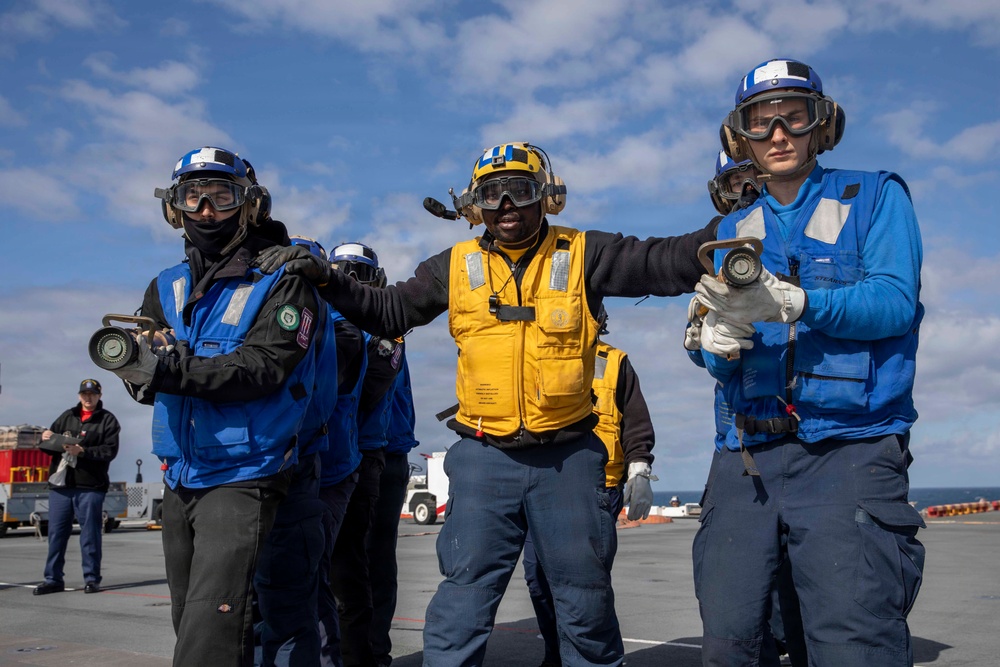 USS Makin Island Flight Deck Fire Drill