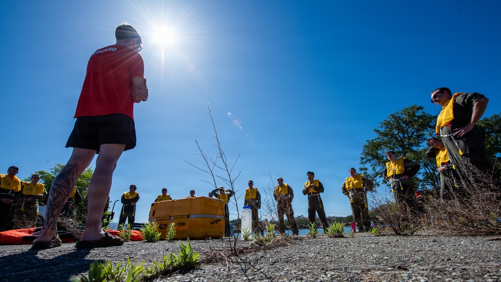 Travis Airmen complete water survival training at Lake Berryessa