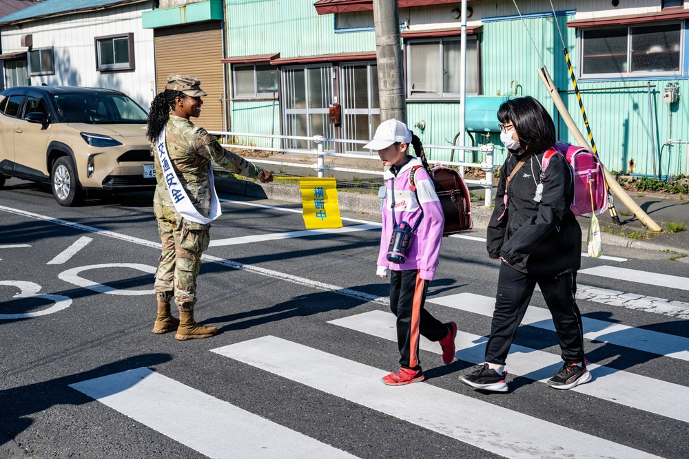 U.S. and JASDF Airmen support student safety in Misawa