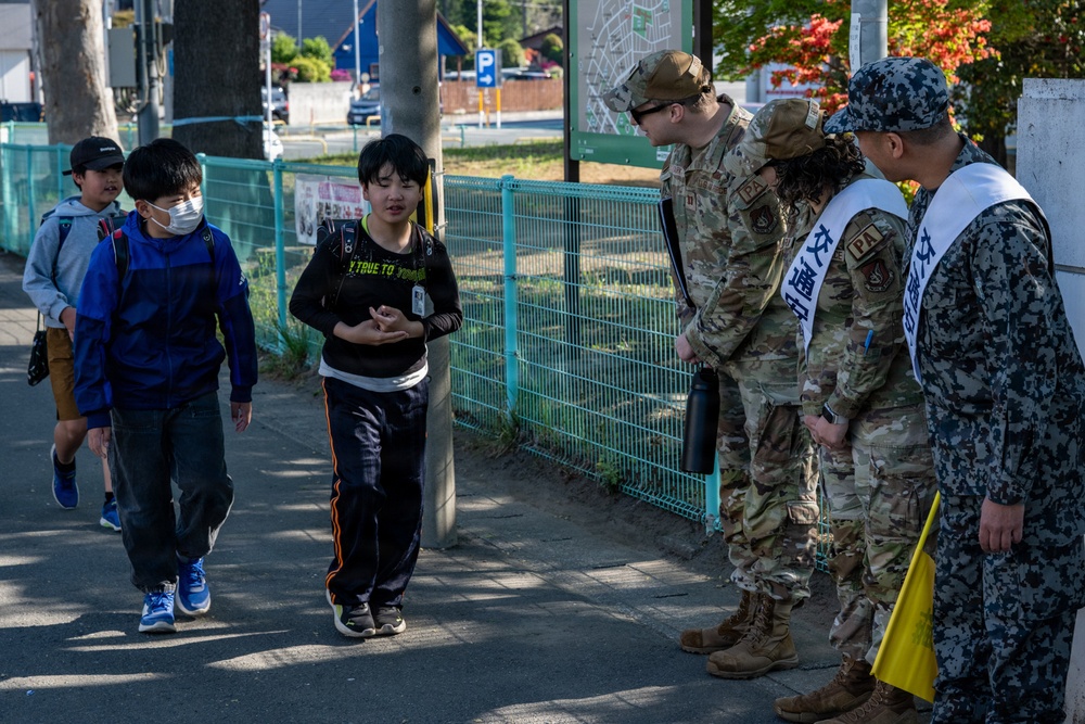 U.S. and JASDF Airmen support student safety in Misawa