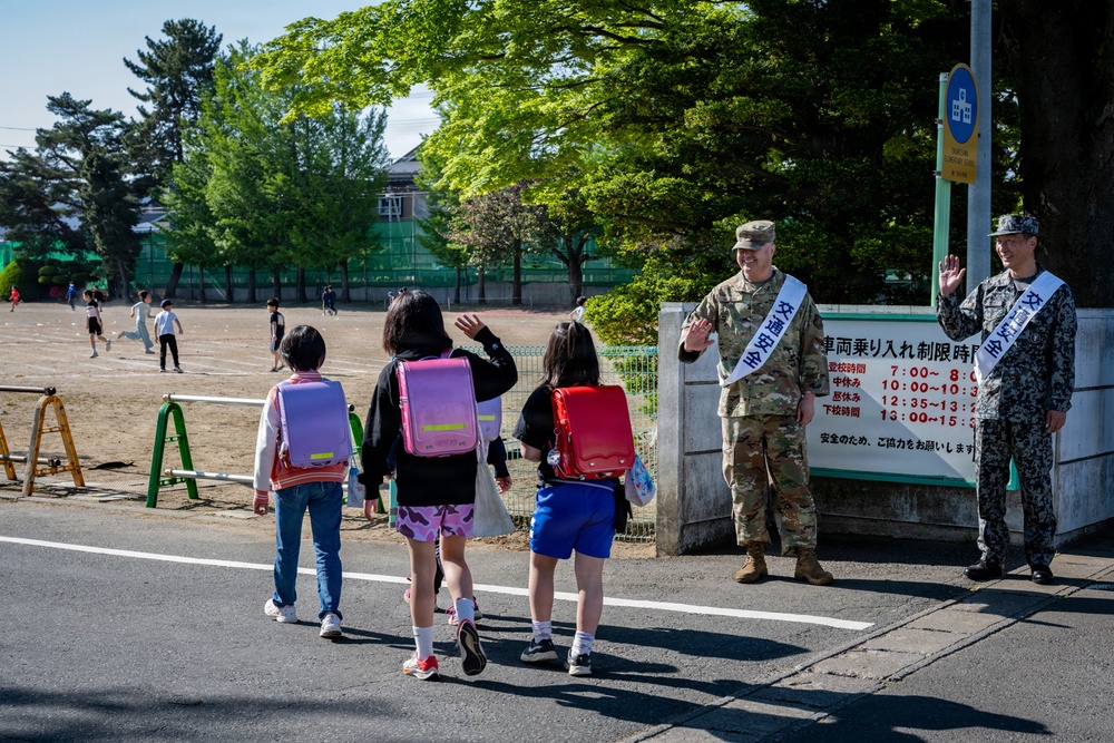 U.S. and JASDF Airmen support student safety in Misawa