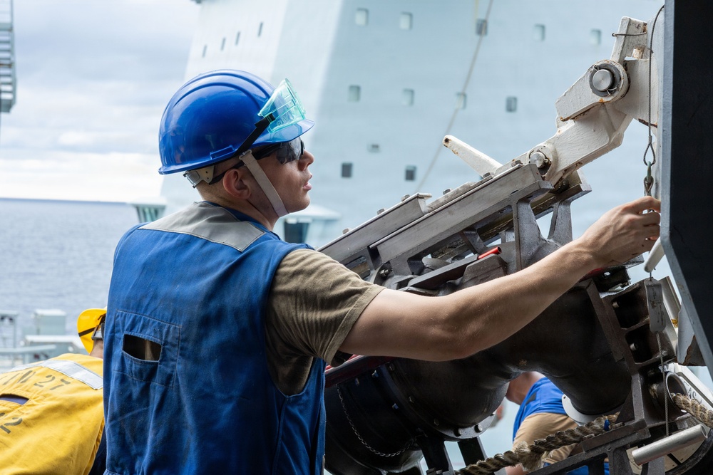 USS Portland Conducts Underway Replenishment with Motor Vessel Asterix