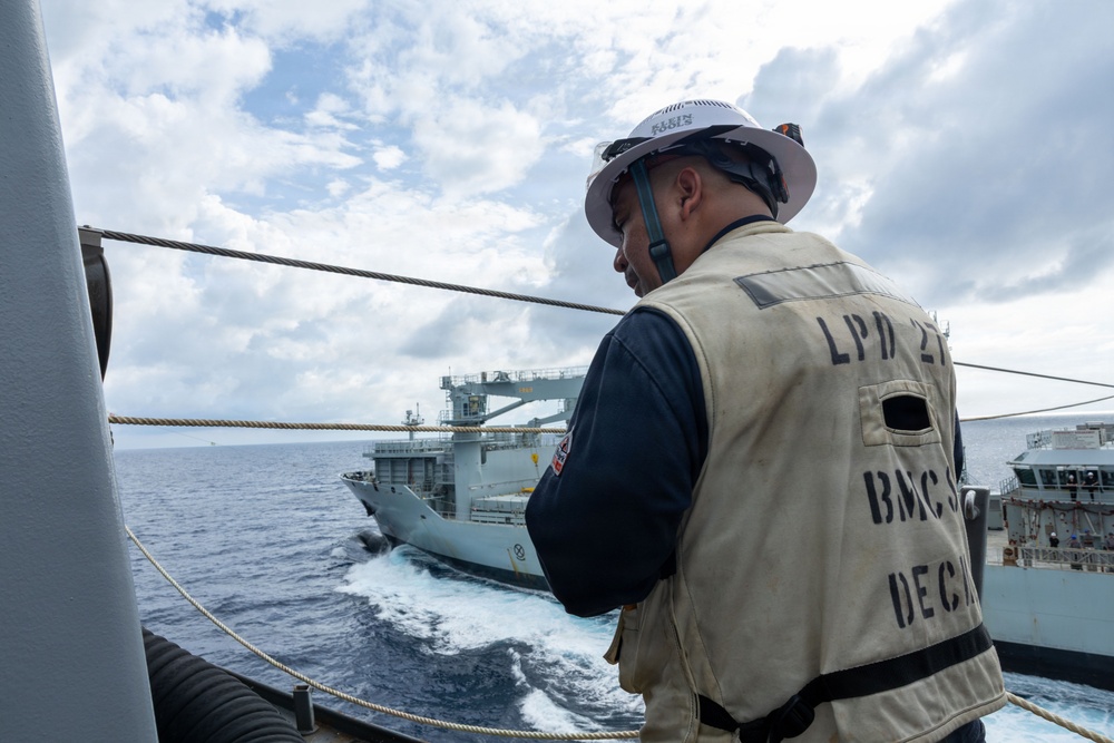 USS Portland Conducts Underway Replenishment with Motor Vessel Asterix