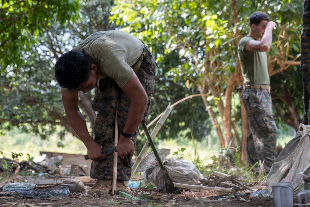 3rd Littoral Combat Team Marines participate in a jungle survival class