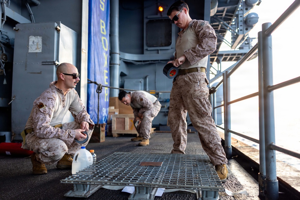 11th MEU Marines Conduct Live-Fire Volumetric Training Aboard USS Boxer