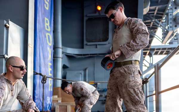 11th MEU Marines Conduct Live-Fire Volumetric Training Aboard USS Boxer