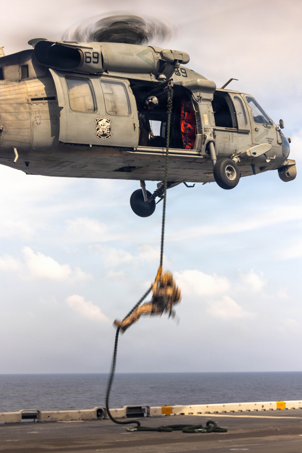 11th MEU Marines, Sailors Conduct Fast-Rope Training Aboard USS Boxer