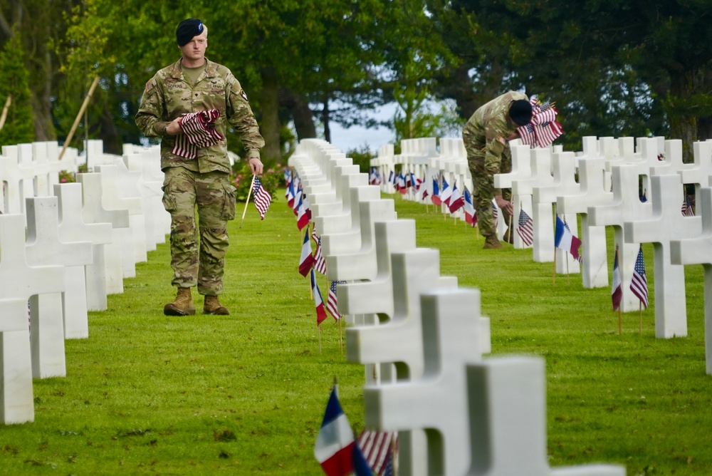 United in Remembrance: Flag Placement Marks 82nd Anniversary of D-Day at Normandy