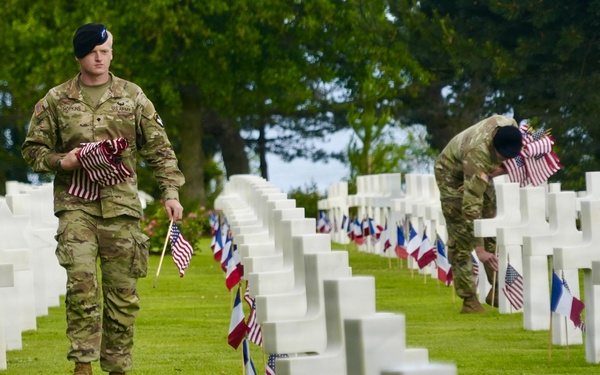 United in Remembrance: Flag Placement Marks 82nd Anniversary of D-Day at Normandy
