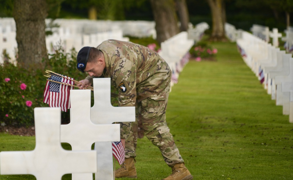 United in Remembrance: Flag Placement Marks 82nd Anniversary of D-Day at Normandy