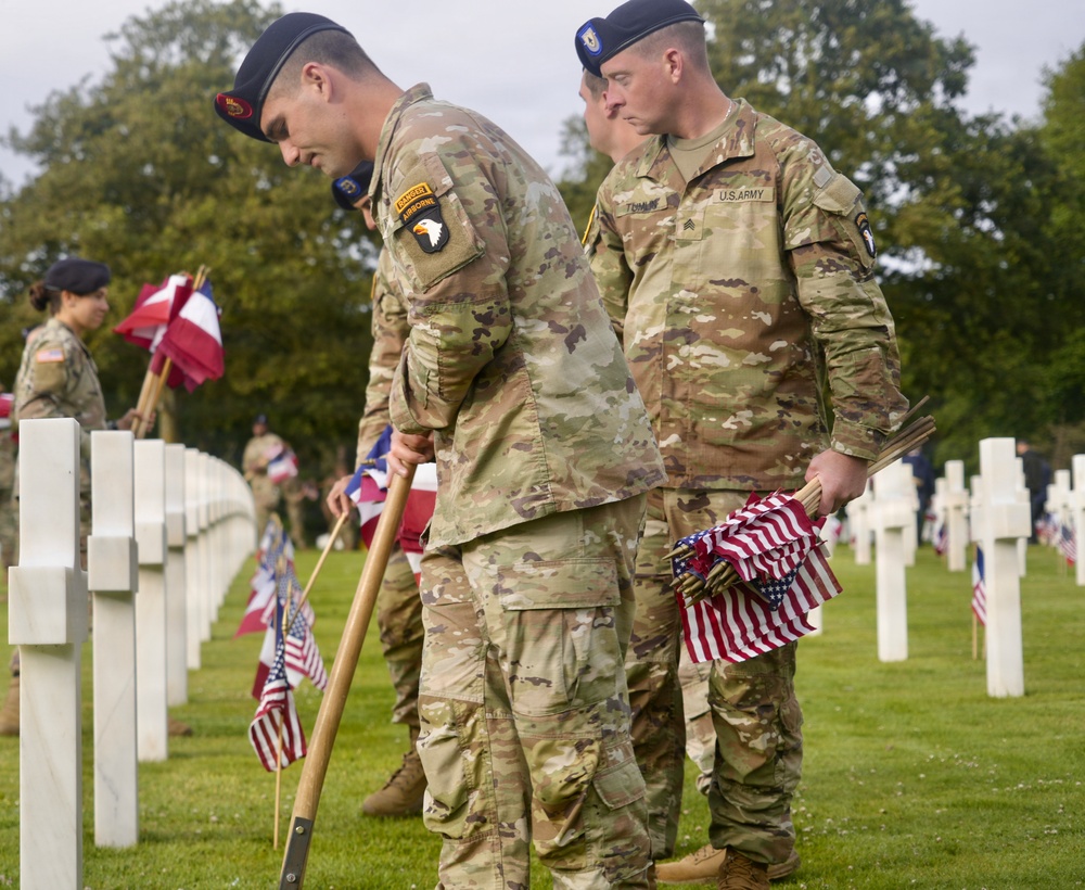 United in Remembrance: Flag Placement Marks 82nd Anniversary of D-Day at Normandy