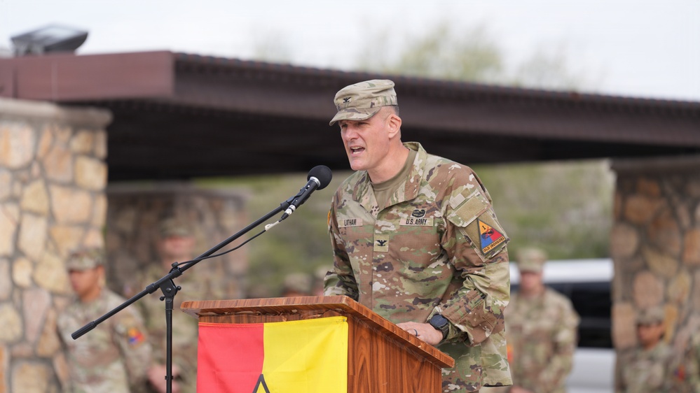 Col. Adam Latham delivers farewell remarks