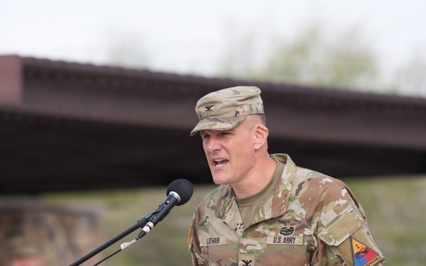 Col. Adam Latham delivers farewell remarks