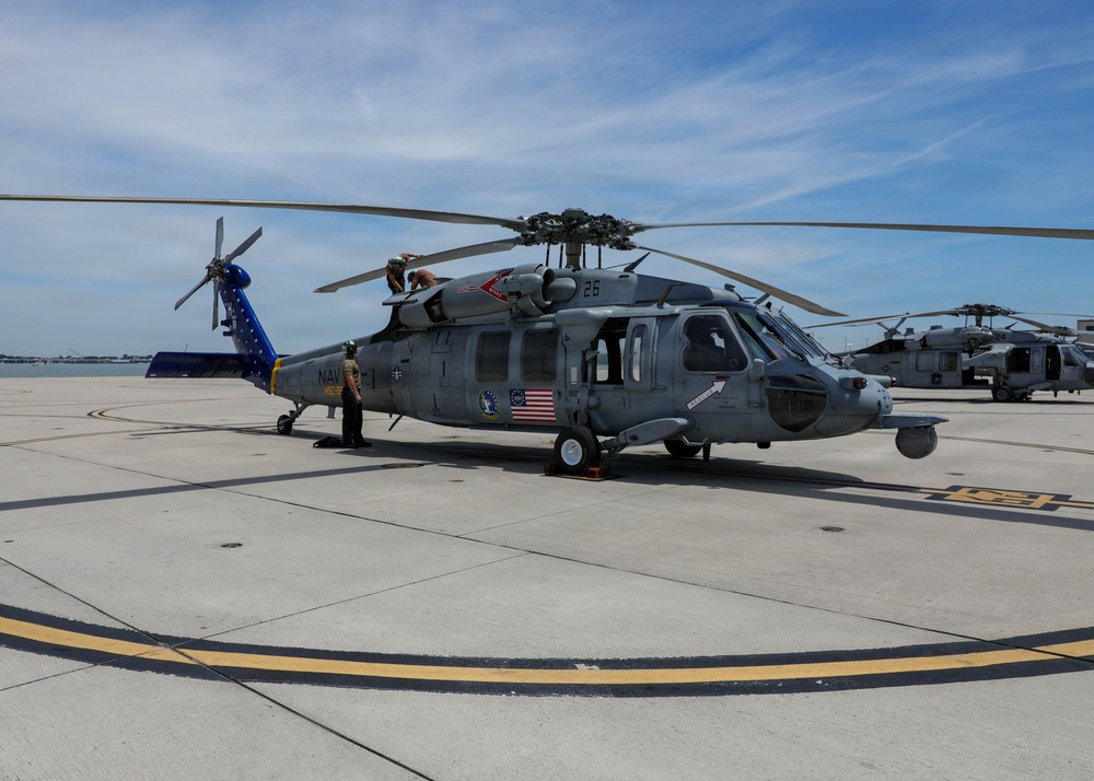 HSC-26 shows off completed painted side panels of their MH-60S Seahawk helicopter