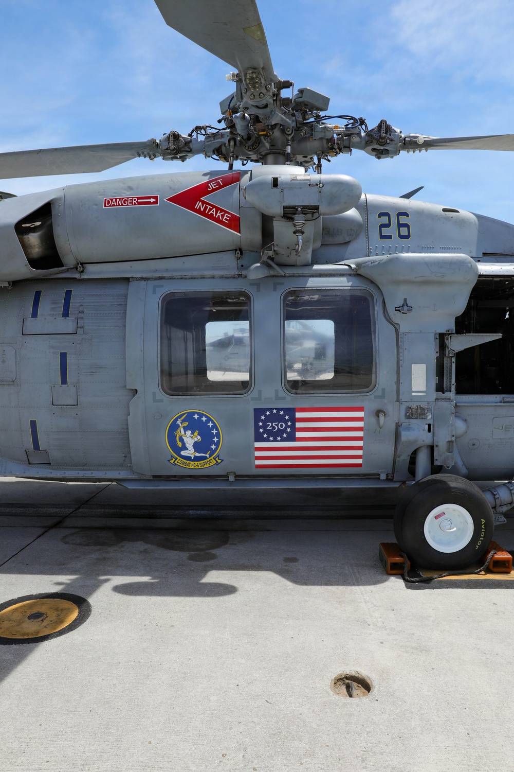 HSC-26 shows off completed painted side panels of their MH-60S Seahawk helicopter