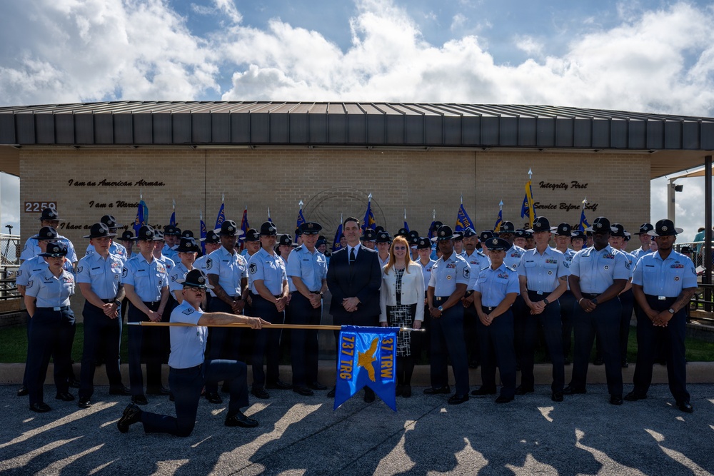 Assistant Secretary of the Air Force Michael Borders Reviews BMT Graduation Parade at JBSA-Lackland
