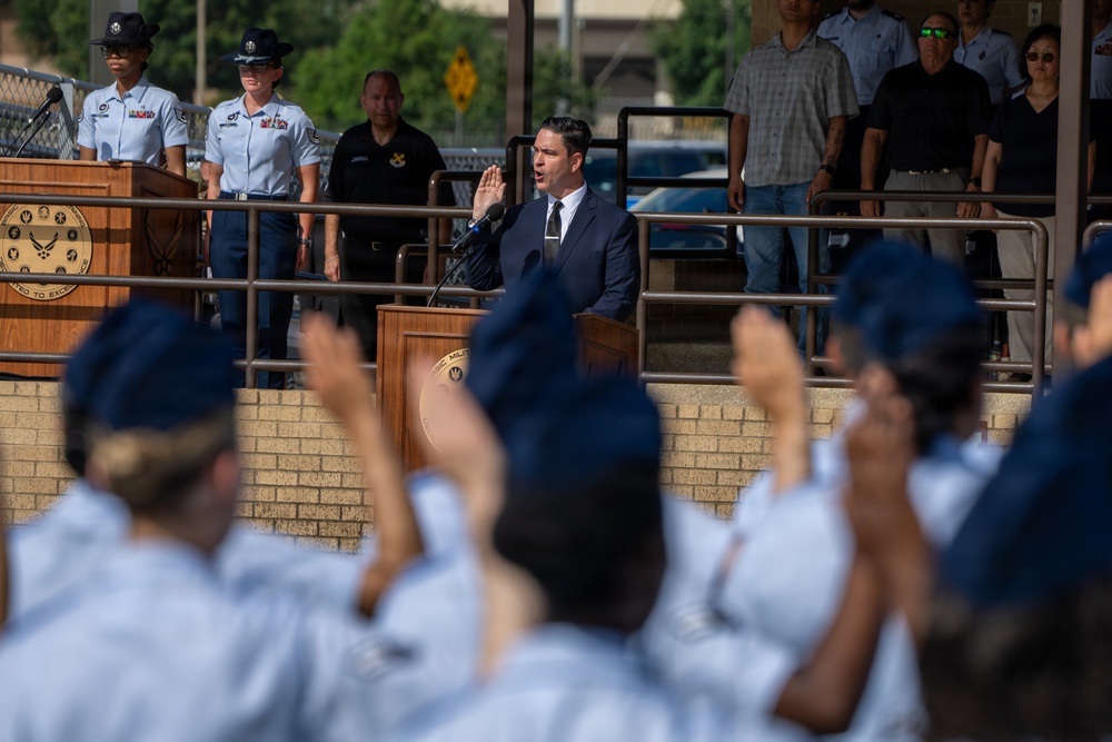 Assistant Secretary of the Air Force Michael Borders Reviews BMT Graduation Parade at JBSA-Lackland