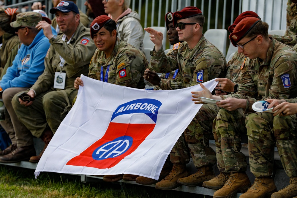 Paratroopers play in Remembrance Bowl, Normandy 82