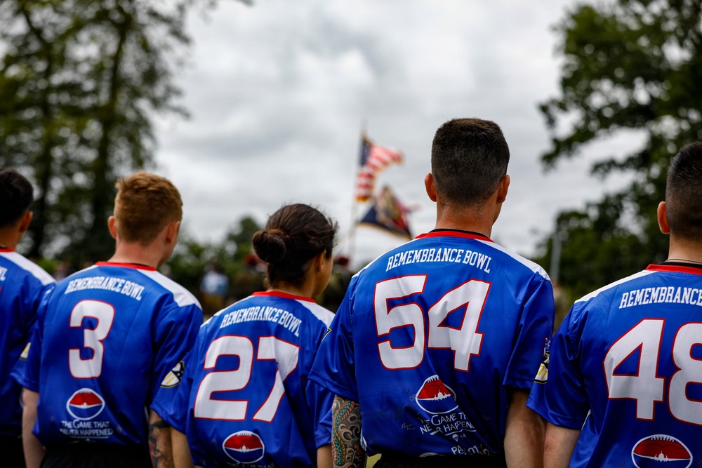 Paratroopers play in Remembrance Bowl, Normandy 82