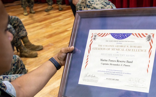 Marine Forces Reserve Band receives prestigious Howard Citation