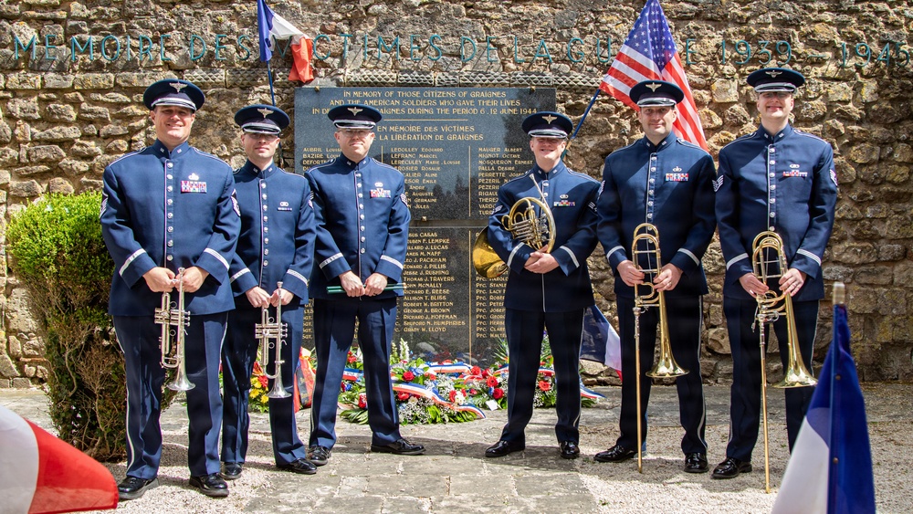 US Air Forces in Europe Band commemorates Battle of Graignes at D-Day 82 ceremony
