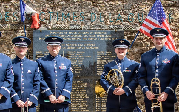 US Air Forces in Europe Band commemorates Battle of Graignes at D-Day 82 ceremony