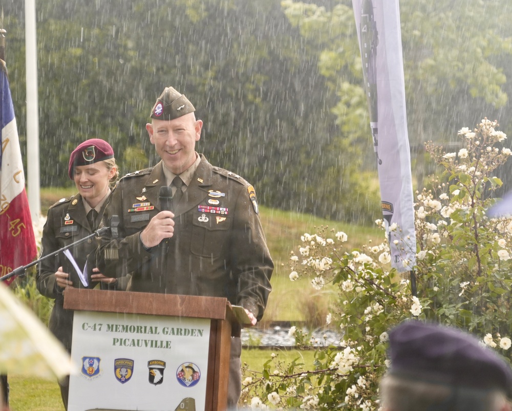 101st Airborne Division Honors Fallen Paratroopers at C-47 Memorial Garden in Picauville