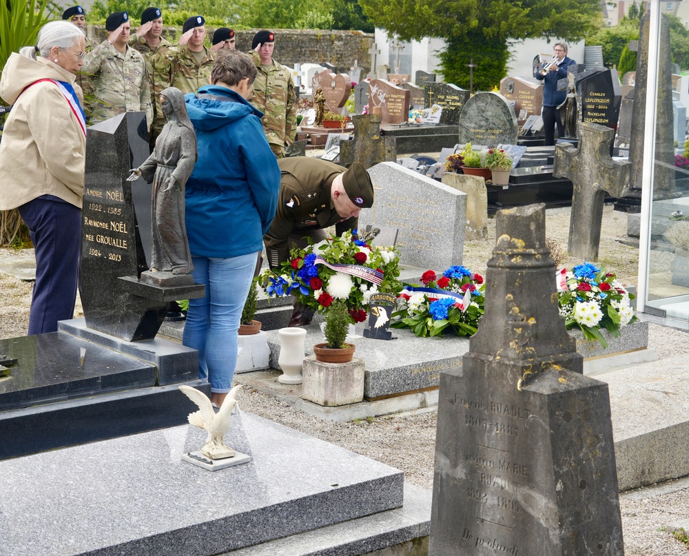 Screaming Eagles Remember Young Victim of Carentan Shelling at Danielle Laisney Tomb