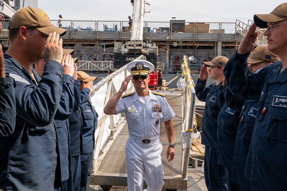 Vice Adm. Doug Perry participates in Wavy10 interview aboard DDG 128