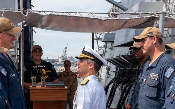 Vice Adm. Doug Perry participates in Wavy10 interview aboard DDG 128
