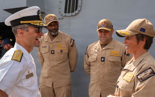 Vice Adm. Doug Perry participates in Wavy10 interview aboard DDG 128