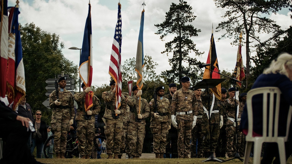 207th Military Intelligence Brigade (Theater) Color Guard supports General Roosevelt ceremony during D-Day 82