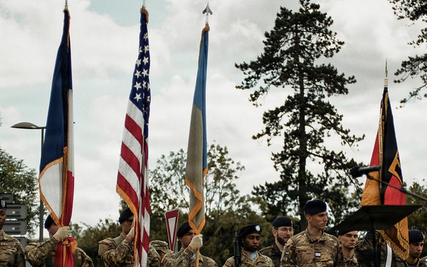 207th Military Intelligence Brigade (Theater) Color Guard supports General Roosevelt ceremony during D-Day 82