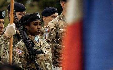 207th Military Intelligence Brigade (Theater) Color Guard supports General Roosevelt ceremony during D-Day 82