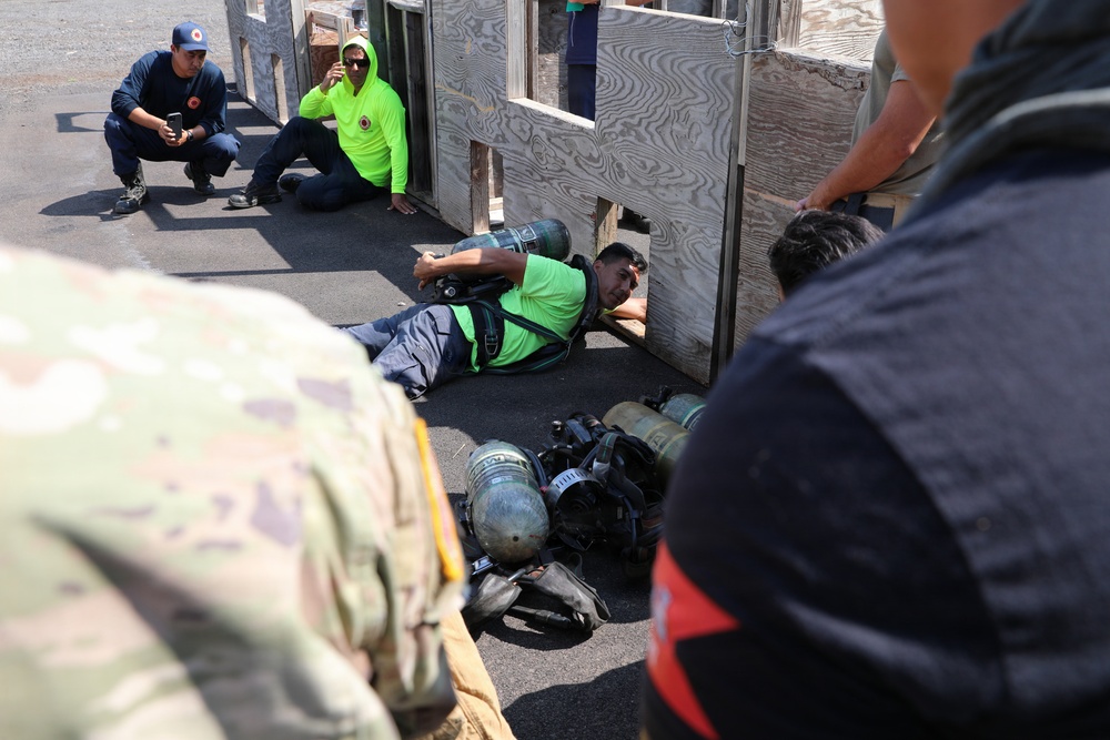 Hawaii Army National Guard firefighters conduct joint emergency response training on Maui