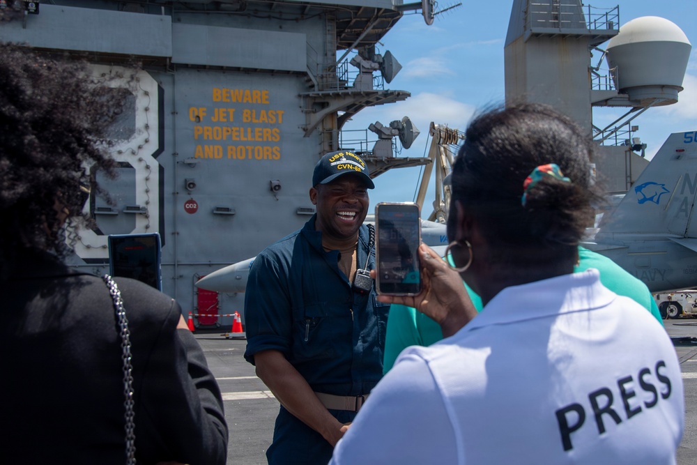 Nimitz Hosts Jamaican Media for Tour