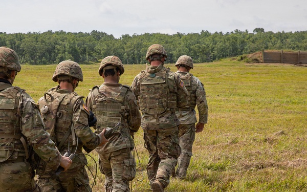 Engineers detonate confidence, shape and crater charges.
