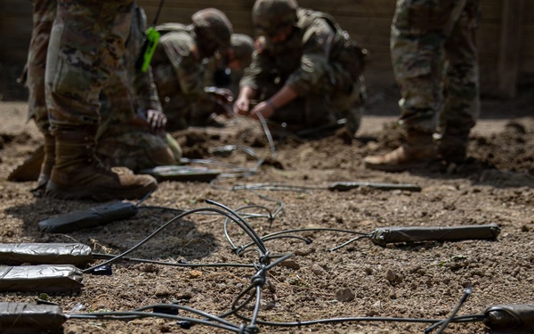 Engineers detonate confidence, shape and crater charges.