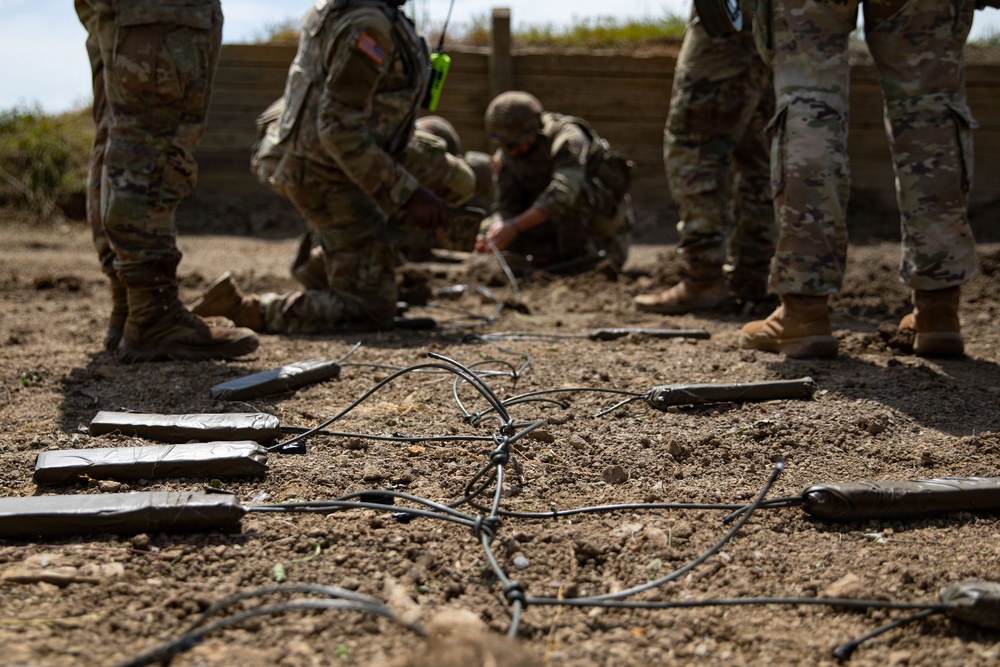 Engineers detonate confidence, shape and crater charges.