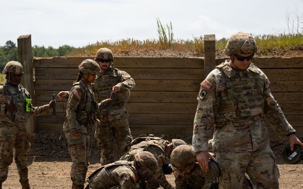Engineers detonate confidence, shape and crater charges.