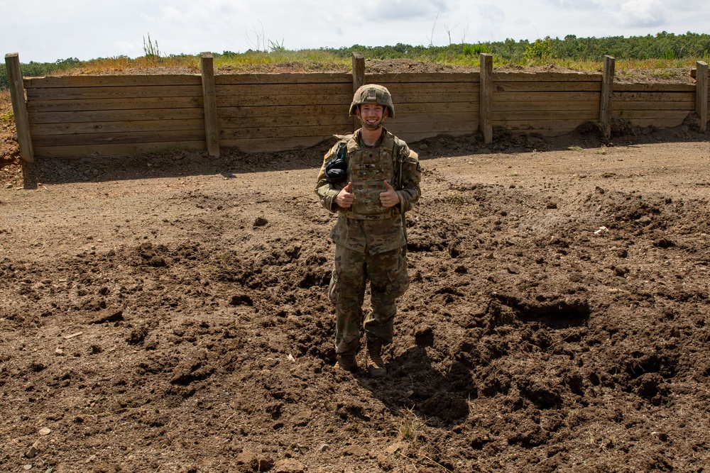 Engineers detonate confidence, shape and crater charges.